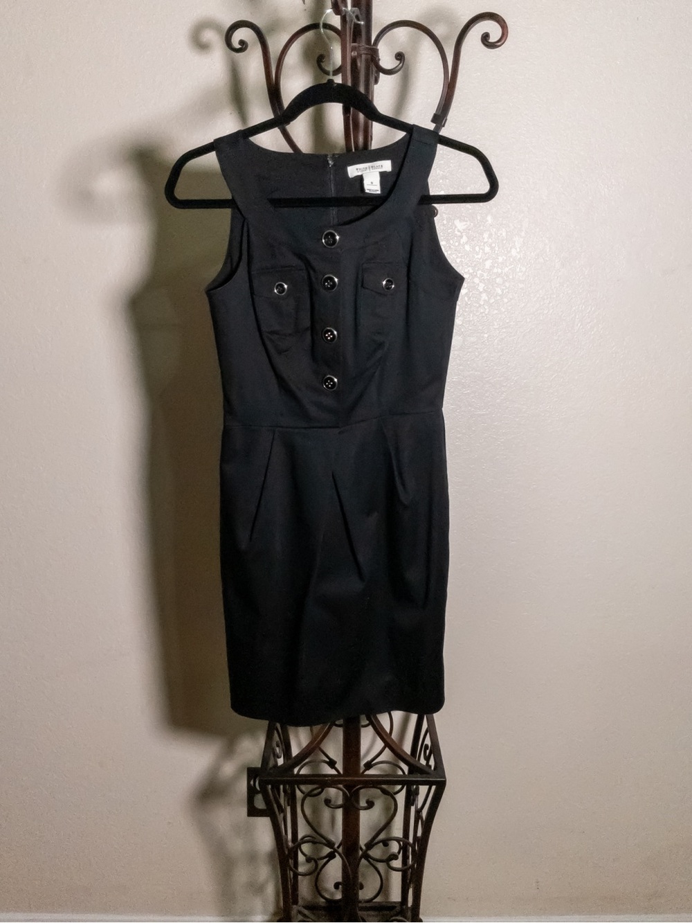 White House Black Market Black Sheath Dress Size 0 Stretch Workwear